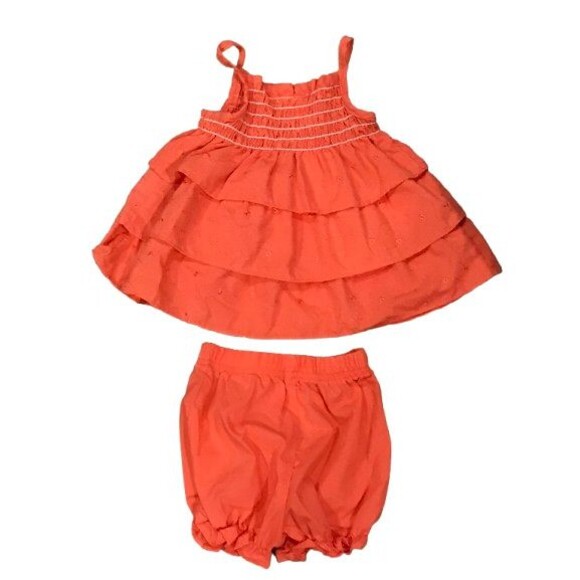 Baby Girl's 6-9 Months Sundress with Bloomers Smocking Ruffles Penelope Mack - Picture 2 of 3